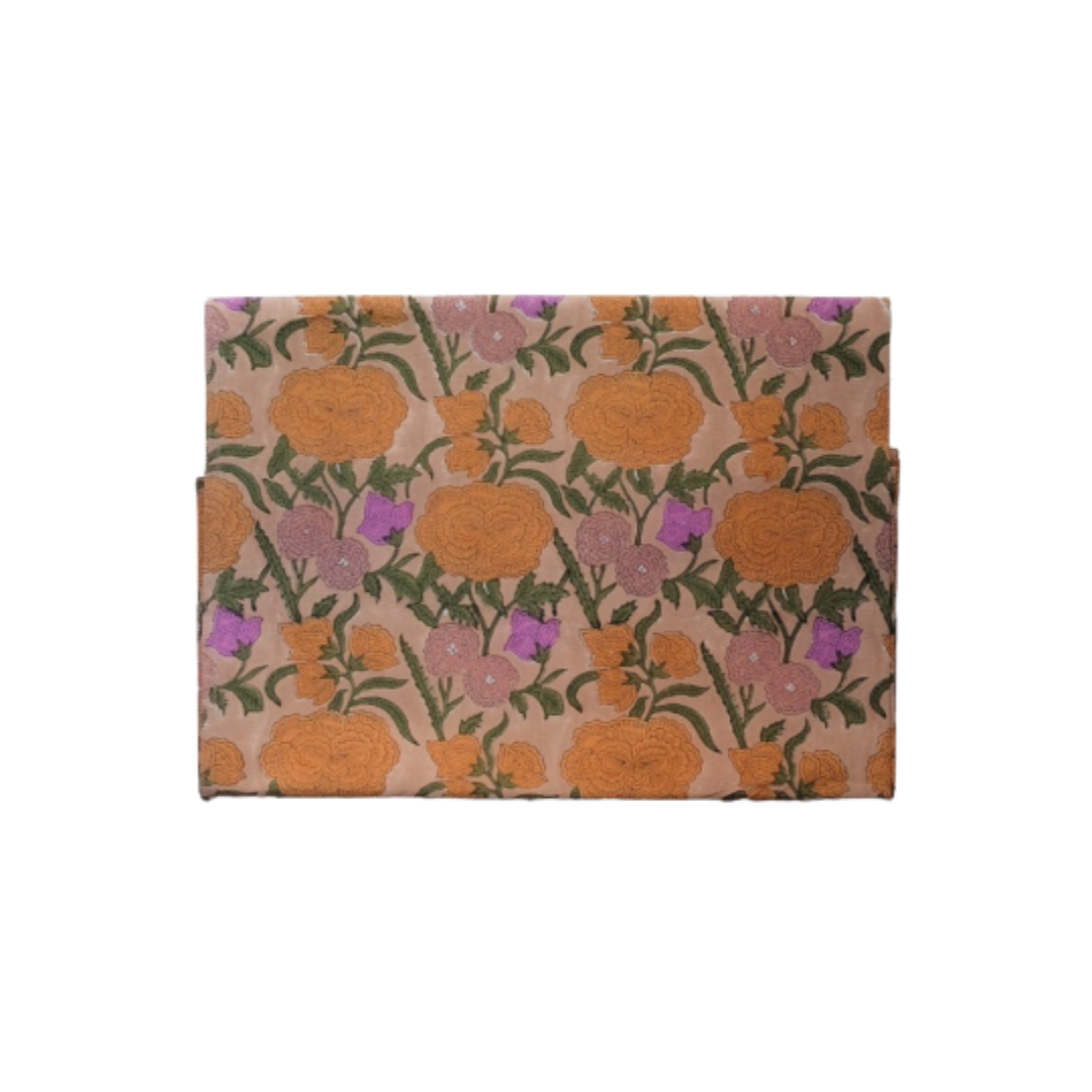 Nargis - Hand Block Printed Cotton Table Cloth {Old Rose}
