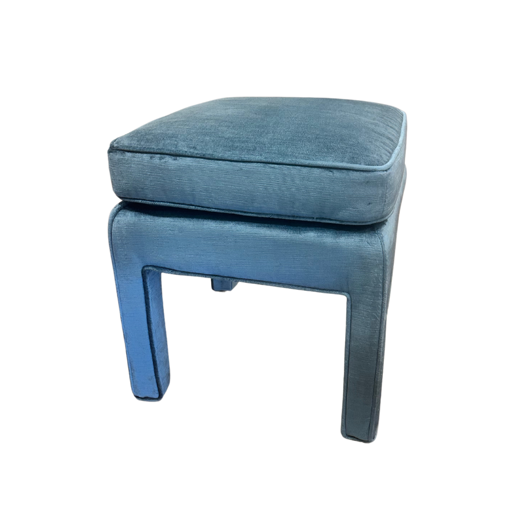 Custom Antique Velvet Upholstered Ottoman