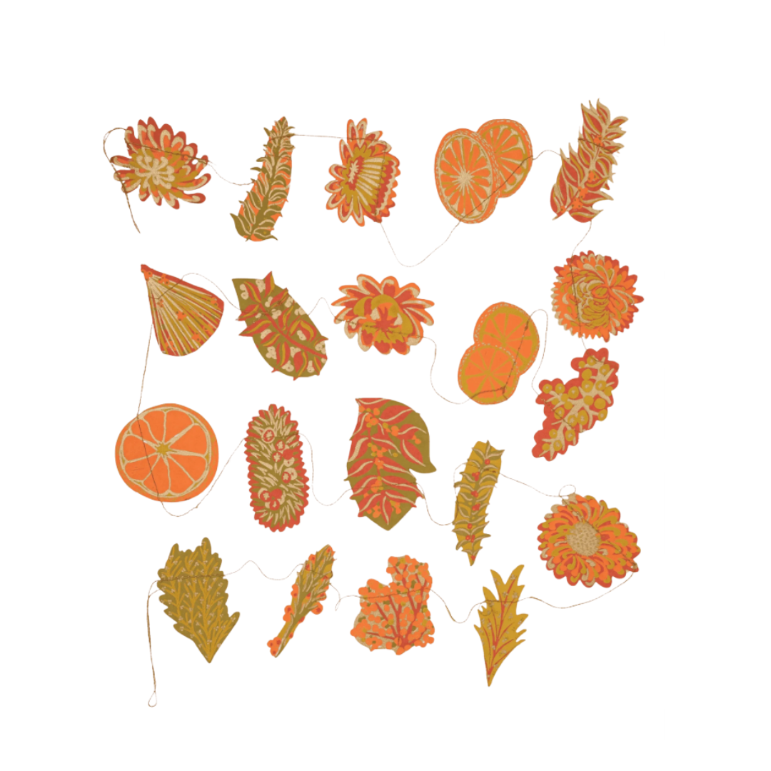 Screen Printed Paper Garland {Autumn Blooms}
