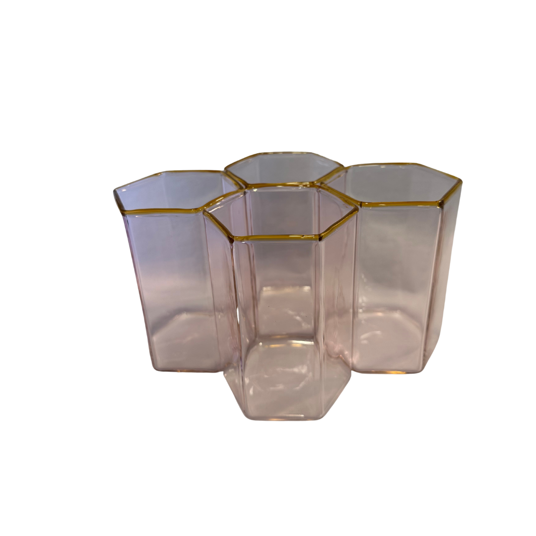 Small Hexagon Vase {Pink & Amber}