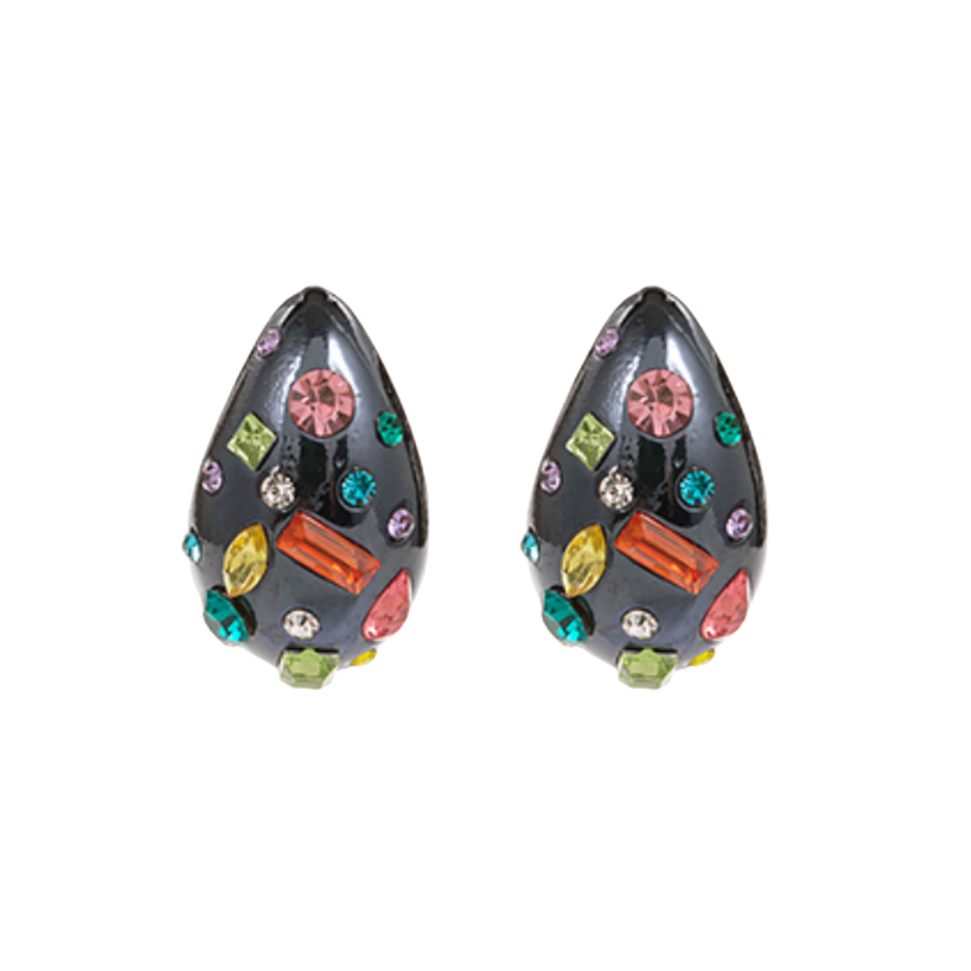 Multi Colored Teardrop Hoop Earrings