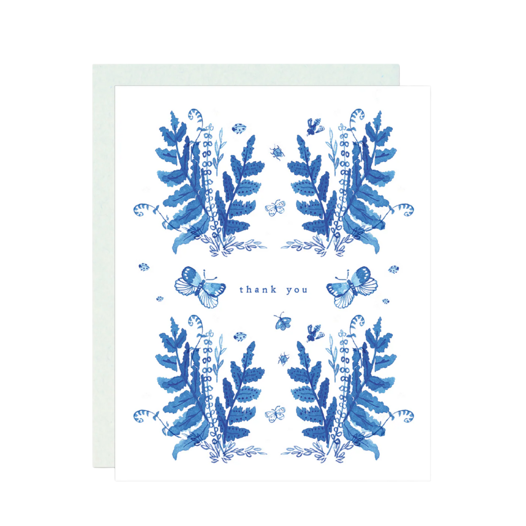 Blue Toile Thank You Card