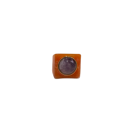 Lucas Jack Apricot & Amethyst Chunky Ring