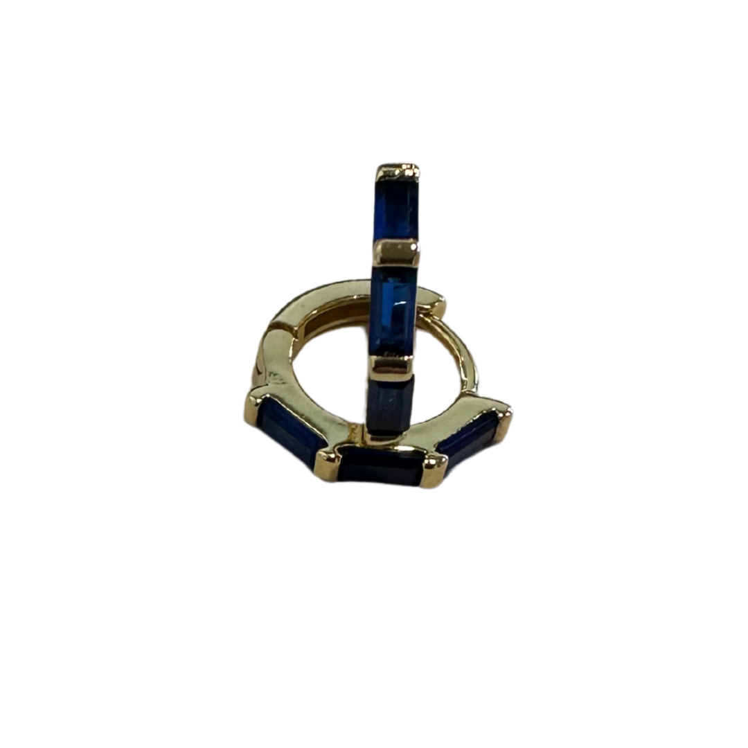 Blue Sapphire Huggie Hoops