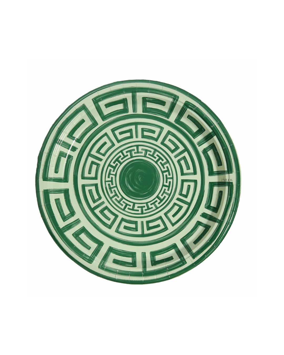 Sage & Forest Green Greek Key Dinner Plates