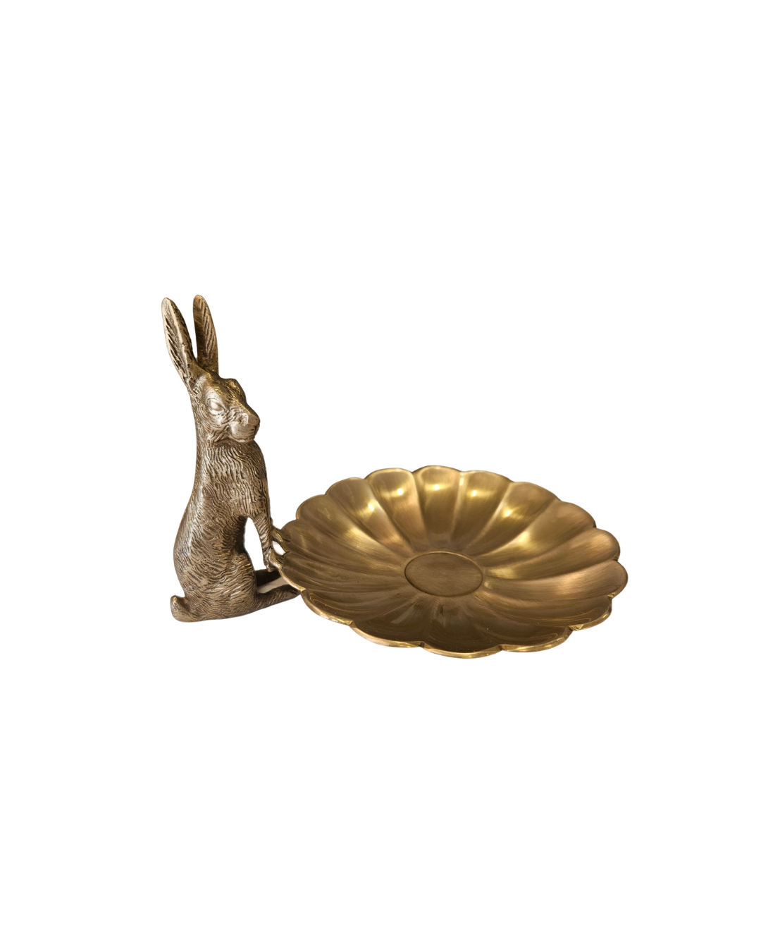 Brass Rabbit and Flower Tray