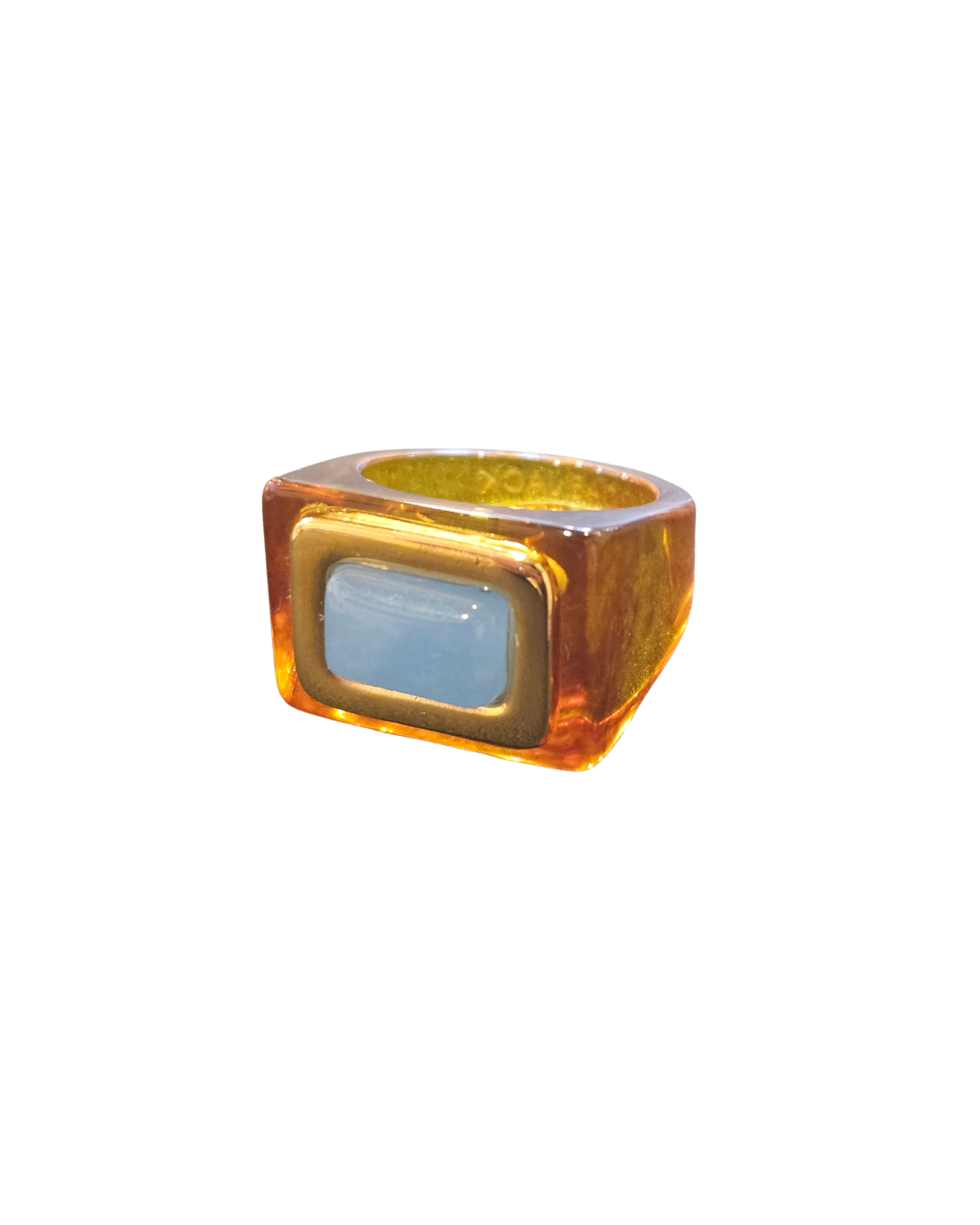 Tortoise Shell/Sky Blue Quartz Ring
