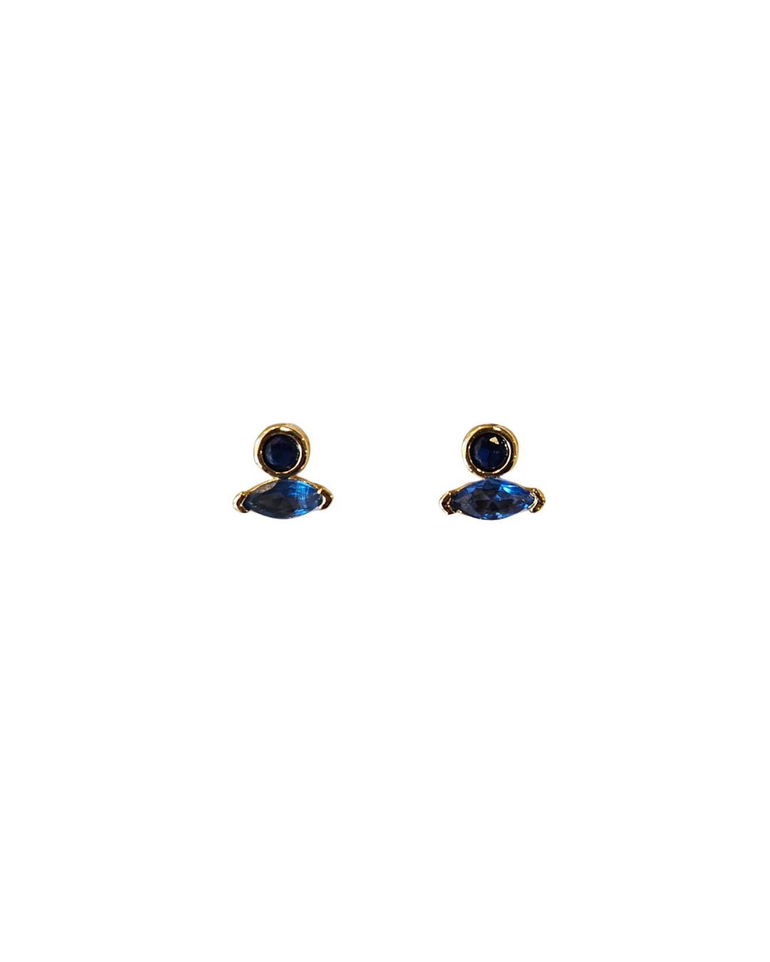 Round Bezel/Marquis Sapphire Earrings