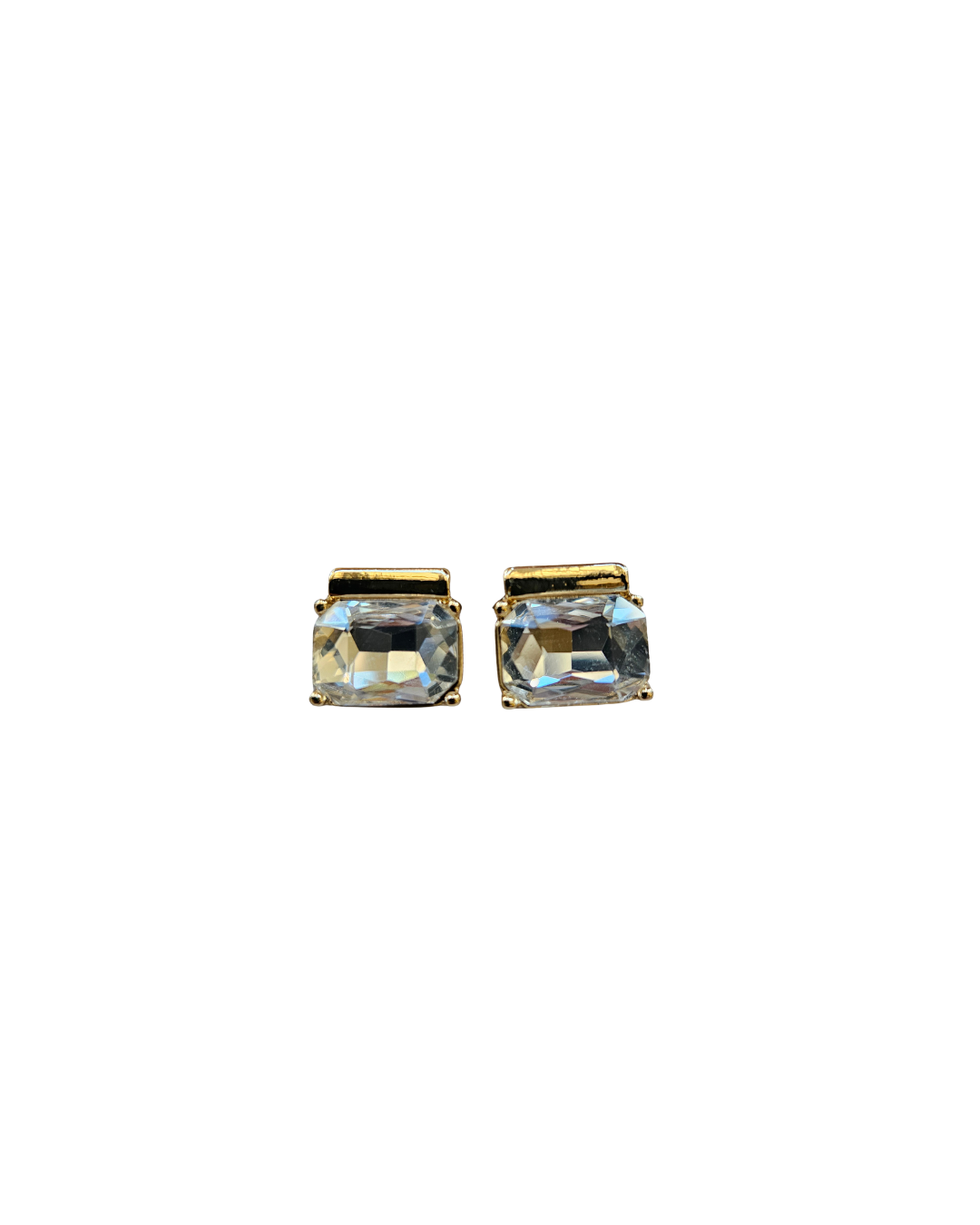 Emerald Cut Glass Stud Earrings