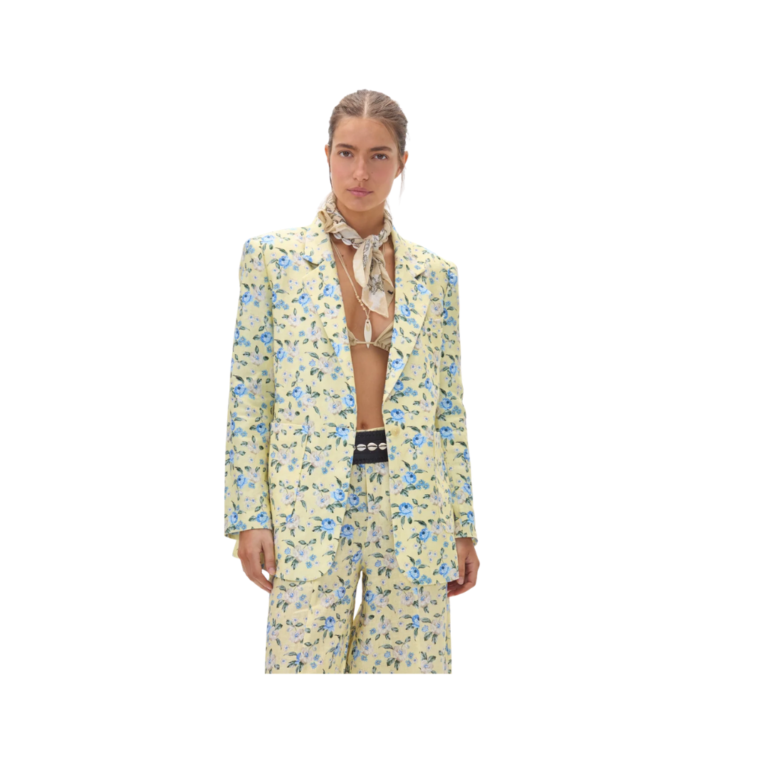 Hygge Linen Blazer-Francesca Print
