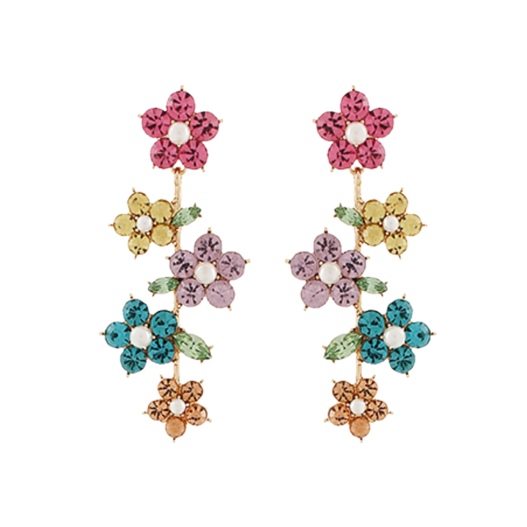 Pearl & Stone Floral Earrings