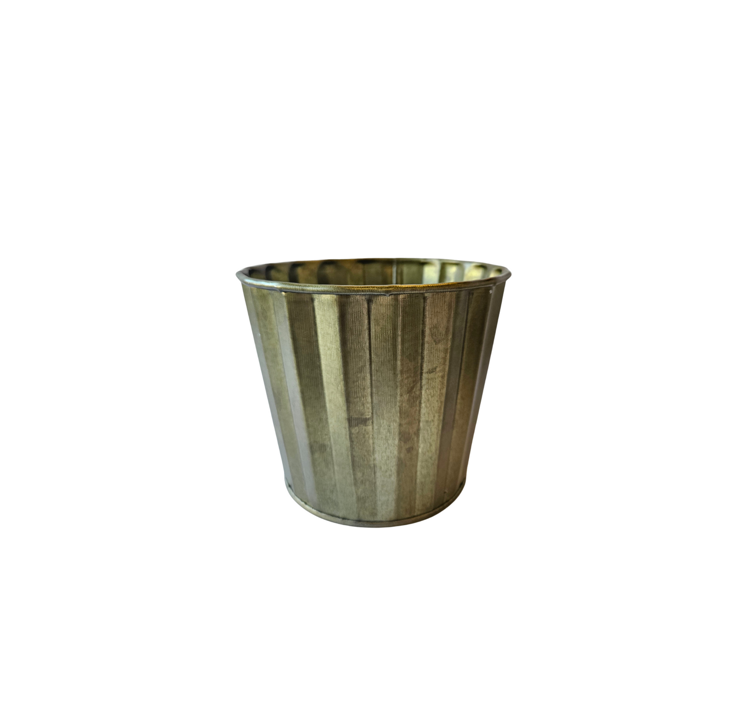 Small Round Tin Verdigris Planter