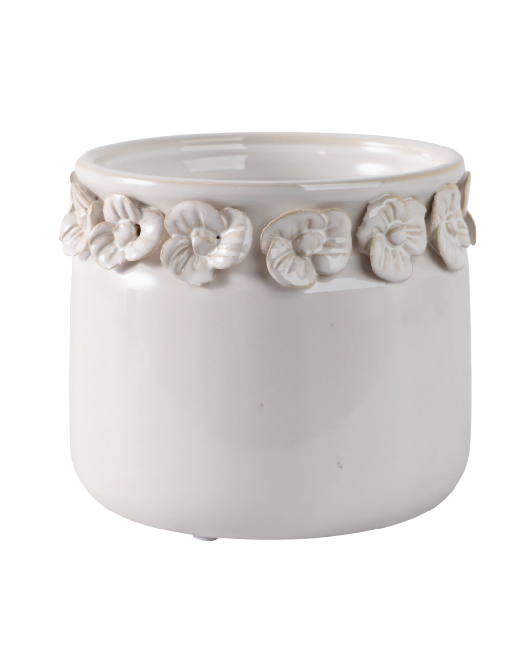 Ceramic Floral Applique Planter