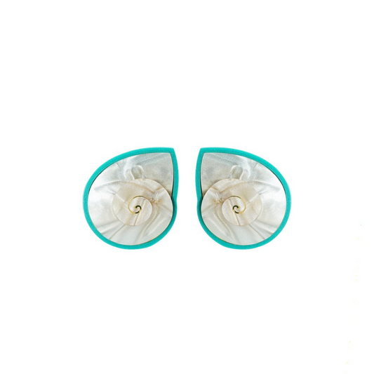 Earring Spiral Shell  {Turquoise}