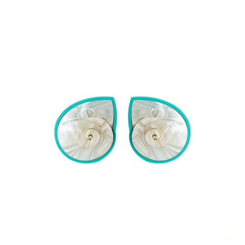 Earring Spiral Shell  {Turquoise}