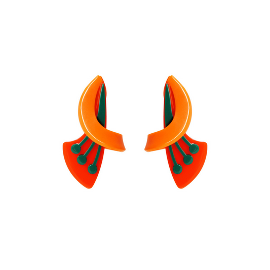 Dual Flower Earring {Orange}