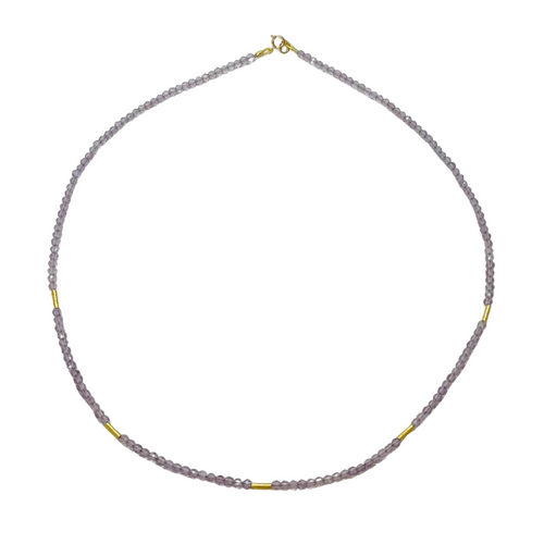 Delicate Five Gold Bar Necklace {Light Amethyst}