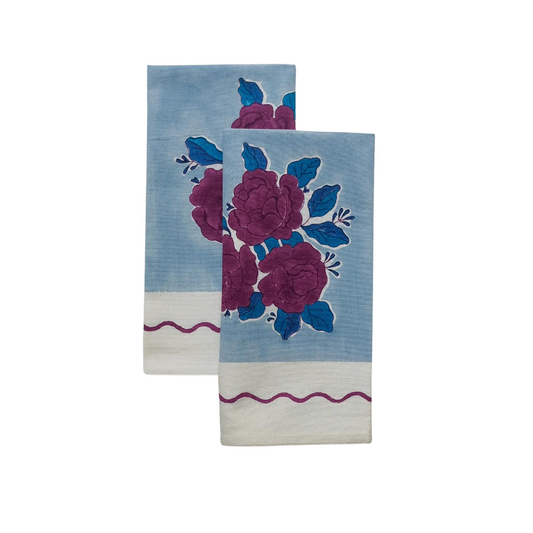 Sara Block Printed Table Napkins - Set of 4 {Denim Blue}