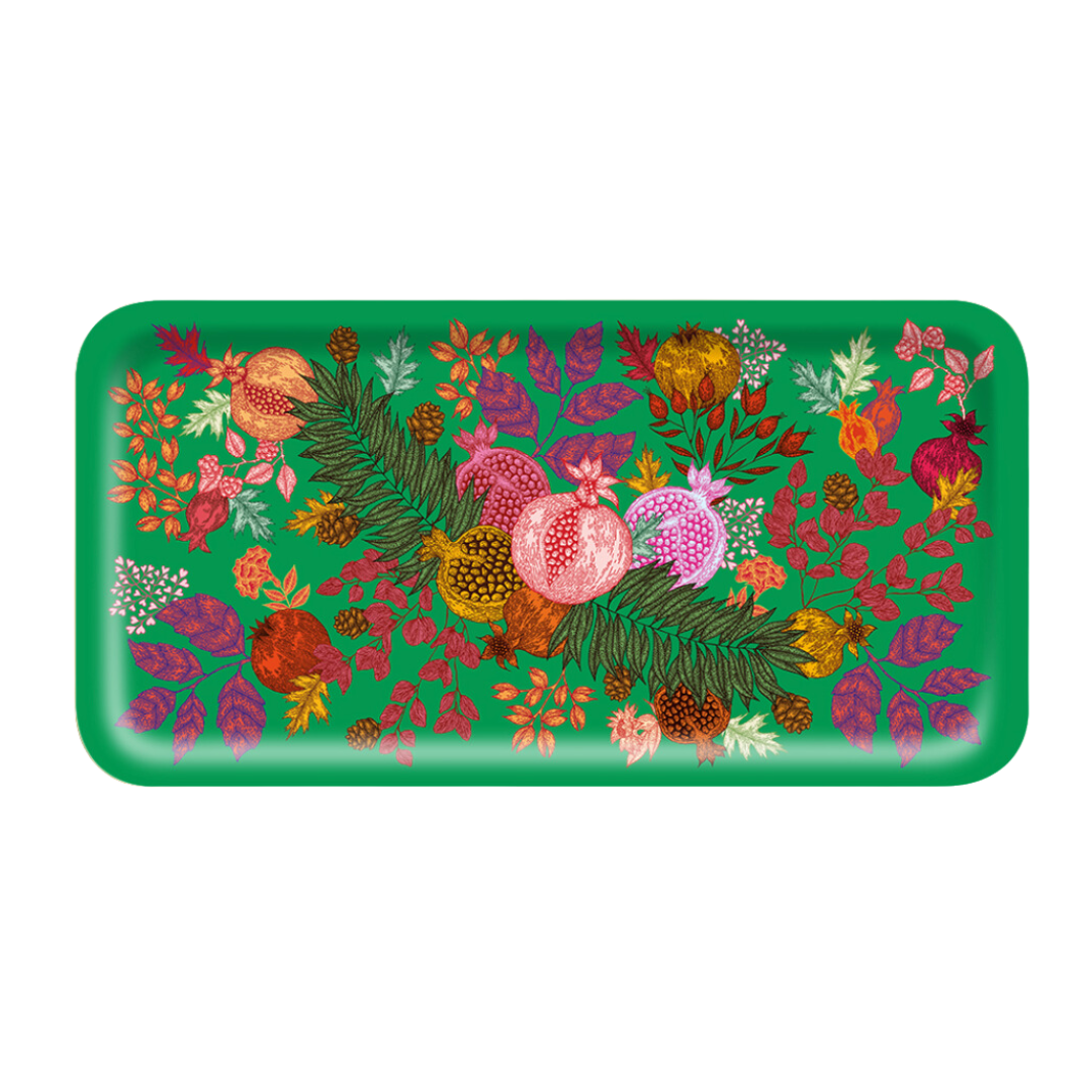 Pomegranate Green Narrow Birch Wood Tray