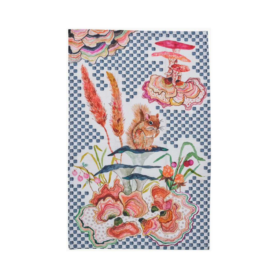 Holiday Tea Towel {Checkered Squirrel}