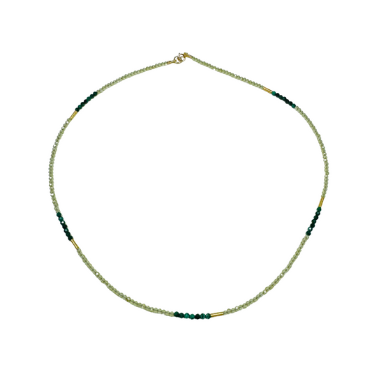 Delicate Color Block Five Bar Necklace {Malachite and Peridot}