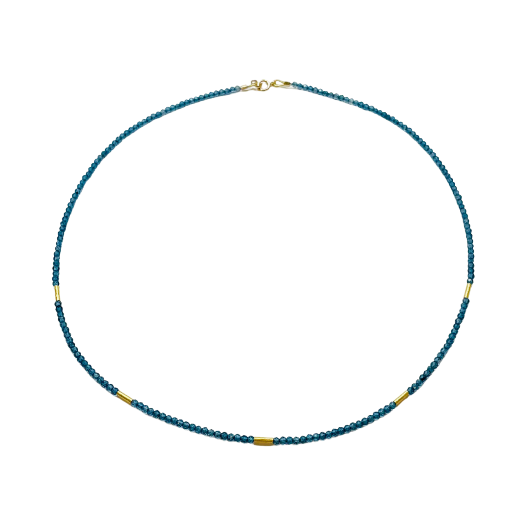 Delicate Color Block Five Bar Necklace {Shaded Sapphire and Blue}