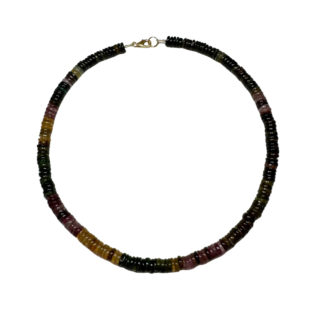 Smooth Shaded Tourmaline Heishi Necklace