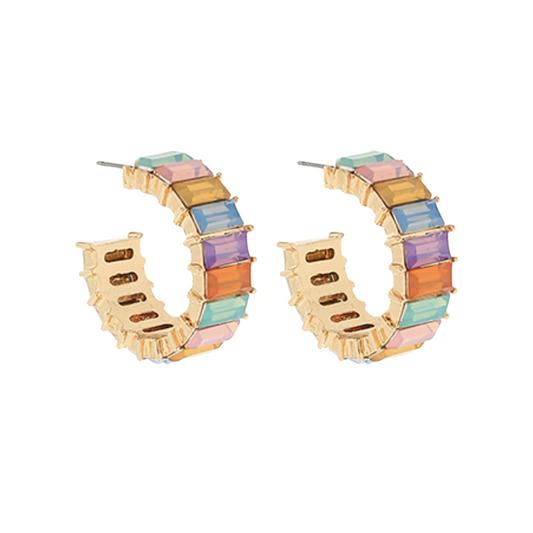 Pave Multi Stone Hoops