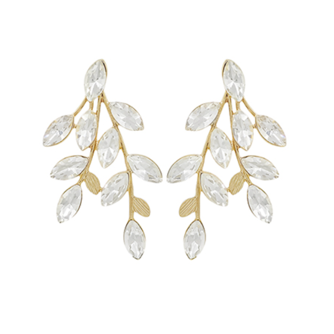 Crystal Leaf Earrings