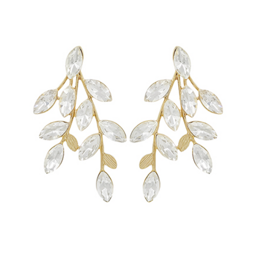 Crystal Leaf Earrings