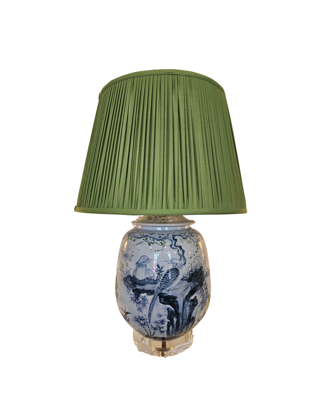 Blue and Green Floral Melon Vase Lamp
