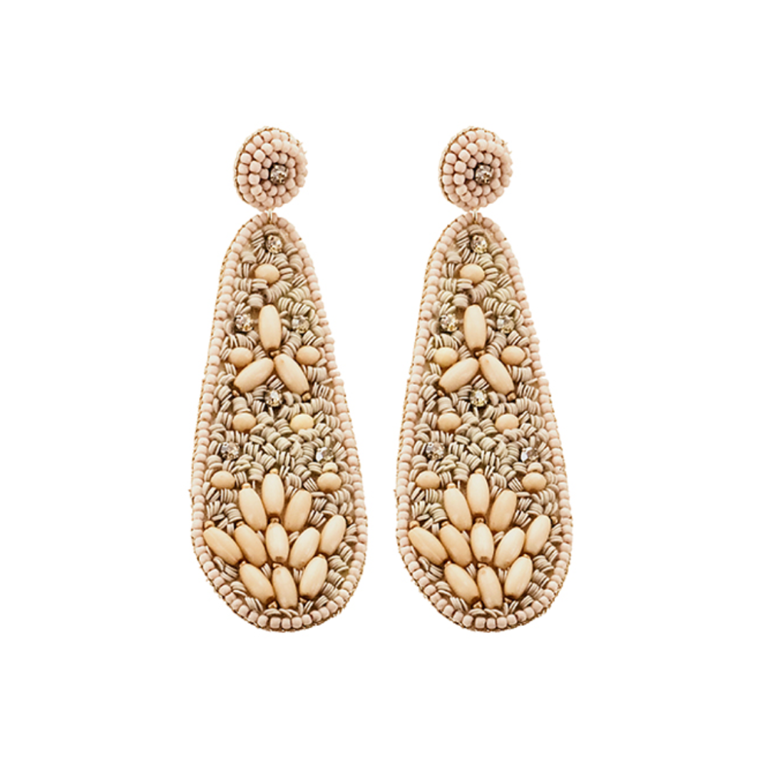 Crystal & Rice Shaped Beaded Earrings