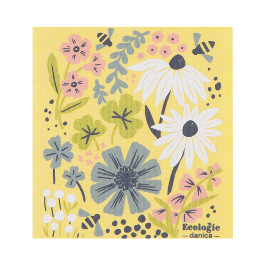 Bees & Blooms Swedish Dishcloth {Yellow}