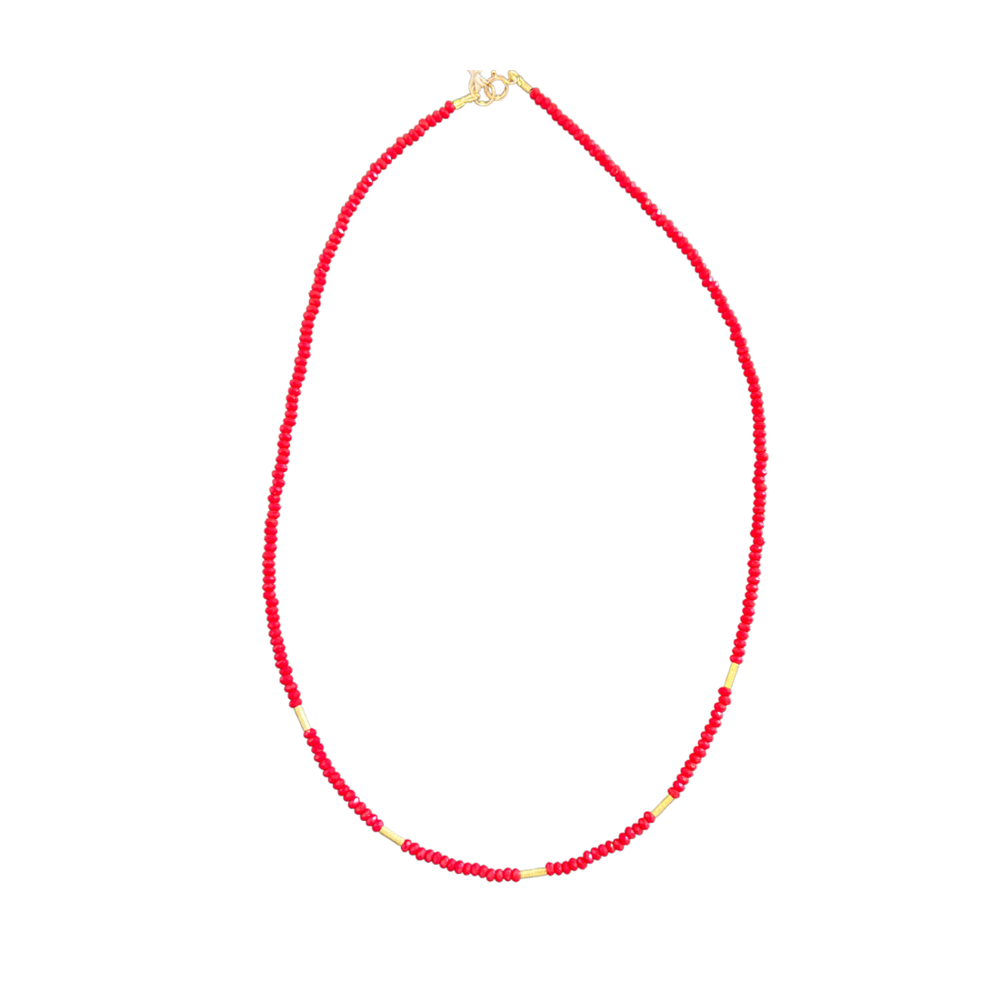 Delicate Five Bar Necklace {Red}