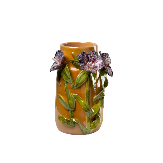 Italian Vase {Mango w/ Lavender Florals}