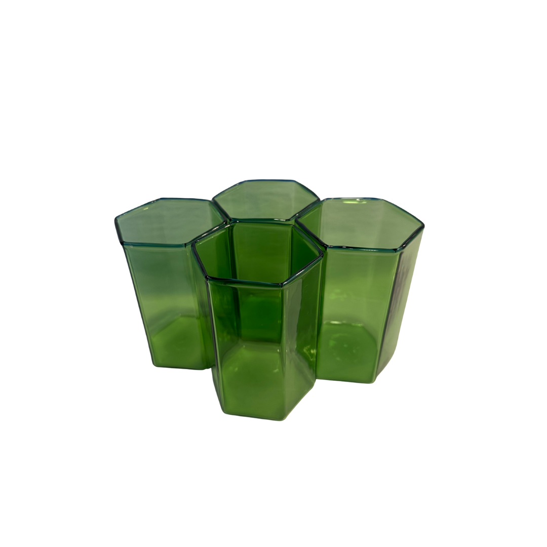 Small Hexagon Vase {Green & Blue}