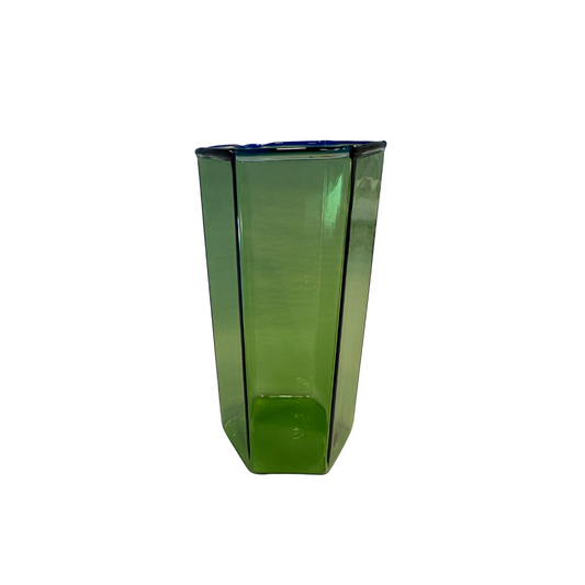 Tall Hexagon Vase {Green & Blue}