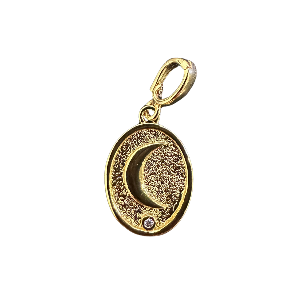 Gold Pressed Moon Charm