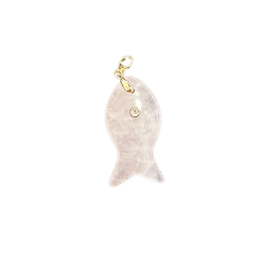 Large Rose Quartz Fish Charm