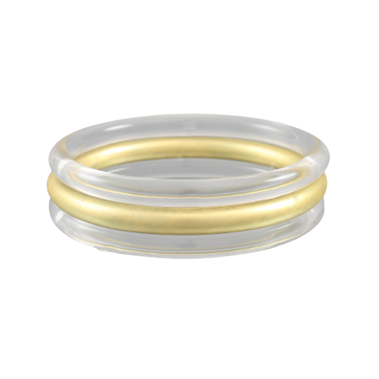 Lucite Bangle Stack {Clear, Matte Gold}