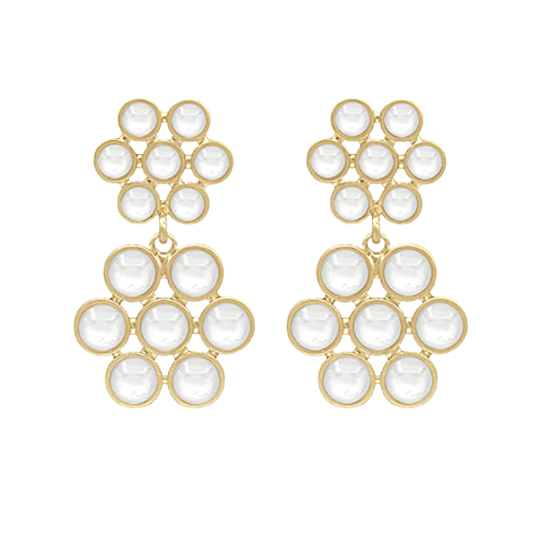 Stone Floral Drop Earrings