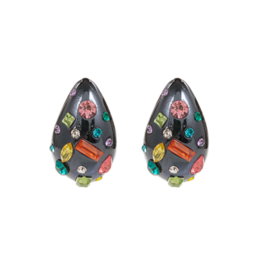 Multi Colored Teardrop Hoop Earrings
