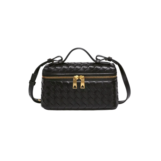 Woven Top Handle Bag {Black}