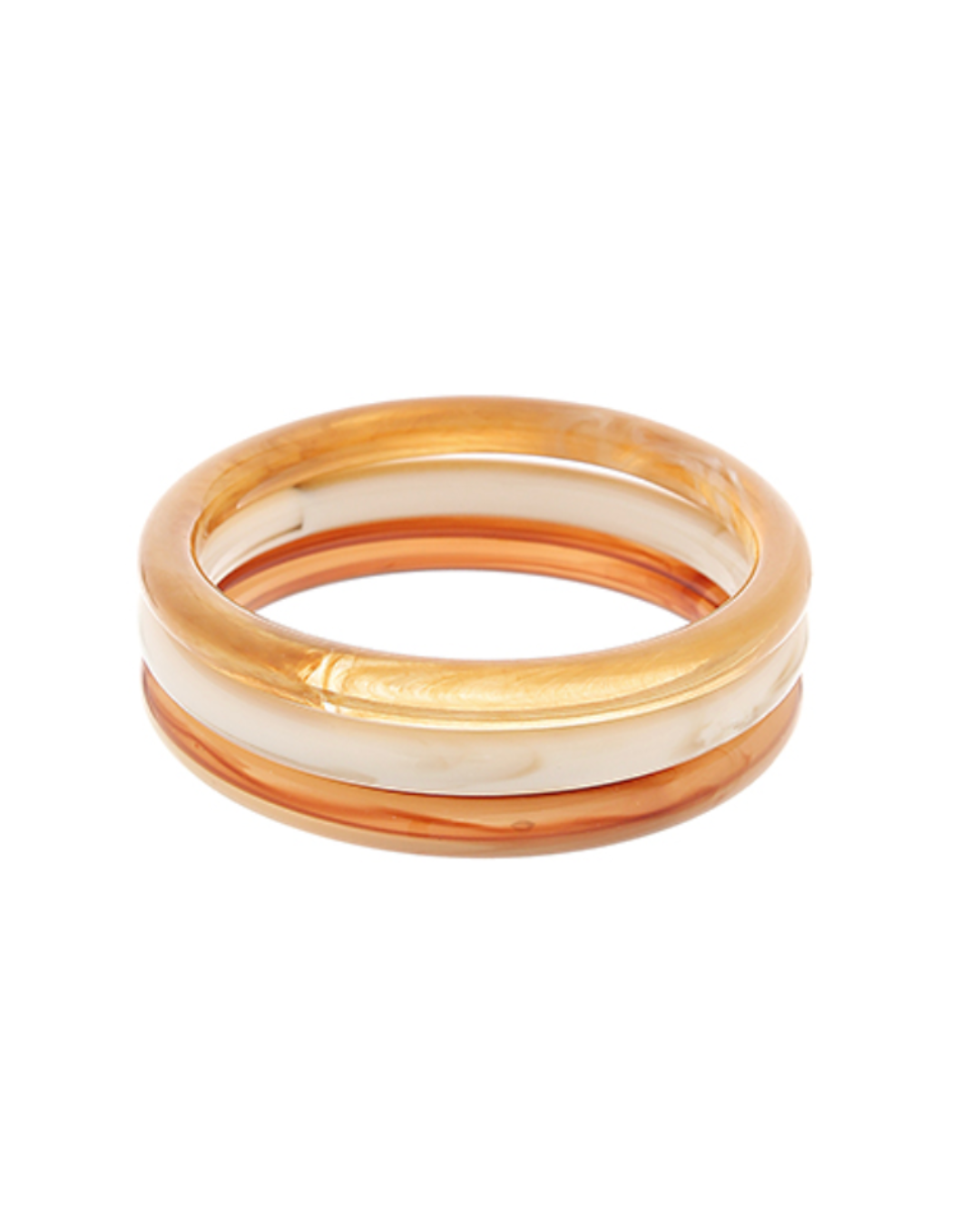 Lucite Bangle Set {Ivory/Light Brown}