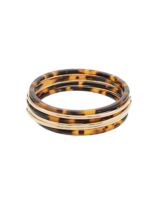 Tortoise & Gold Bangle Set