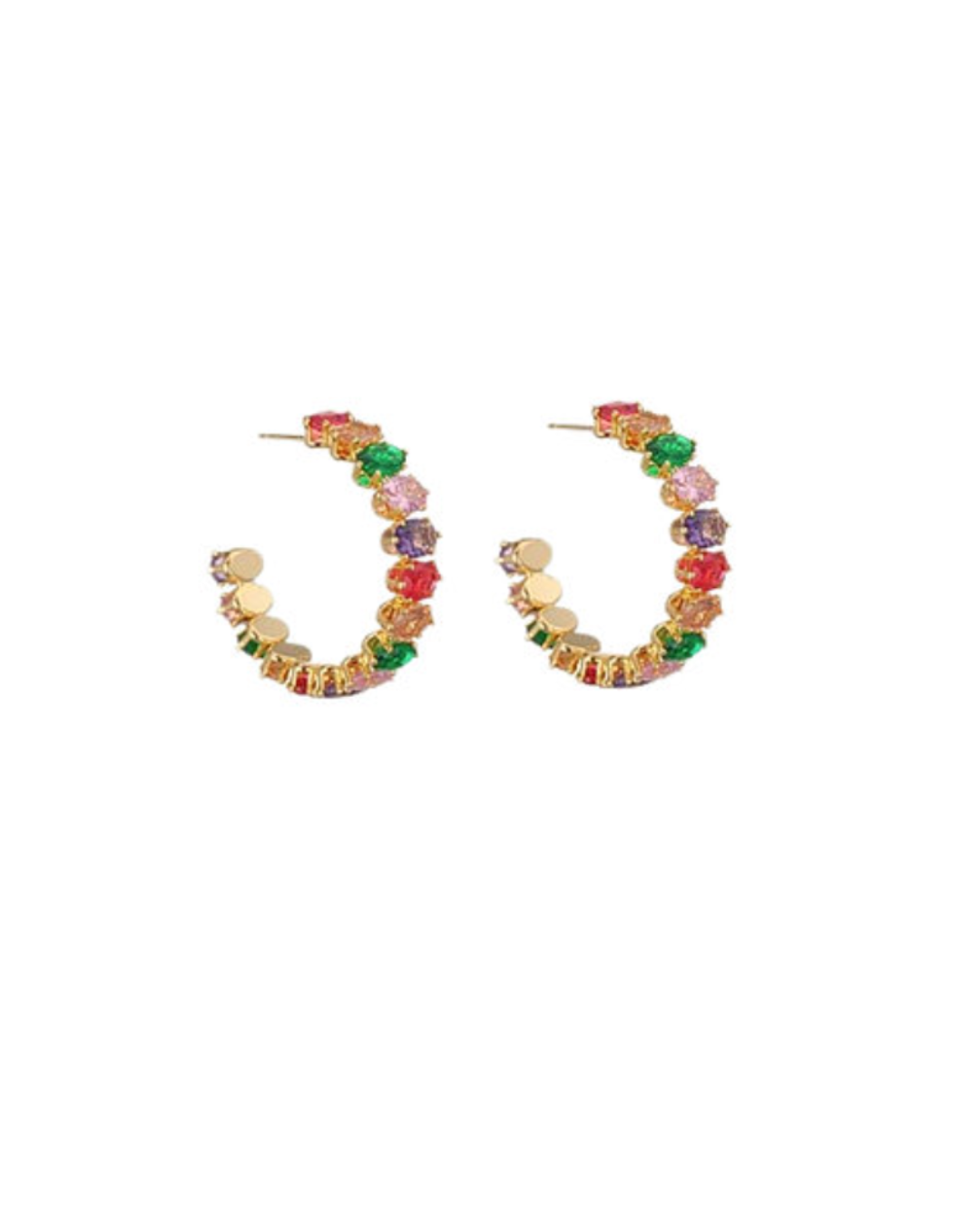 Oval Stone Hoops
