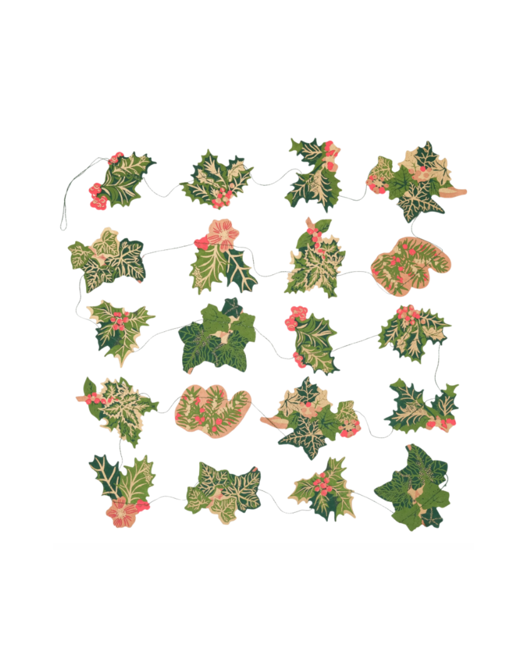Screen Printed Paper Garland {Holly & Ivy}