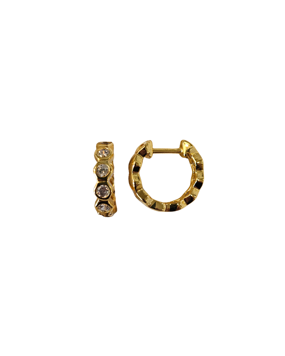 Bezel Set Small Hoop