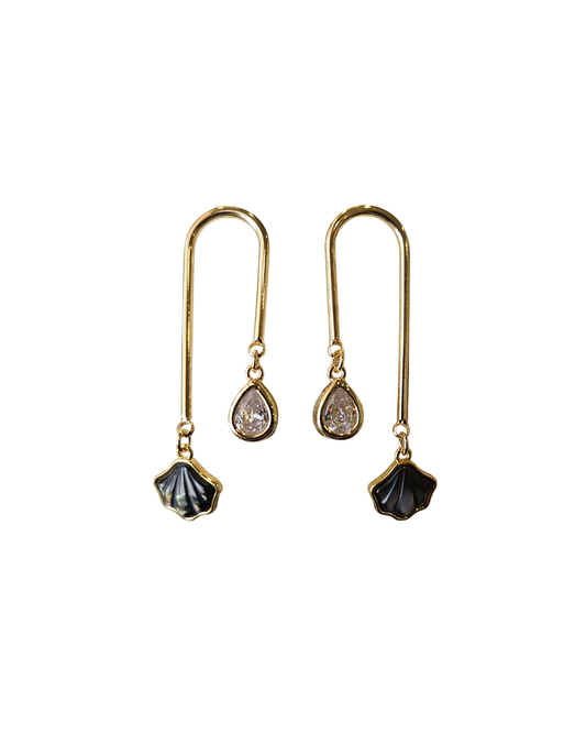 Double Drop Carved Shell Earrings