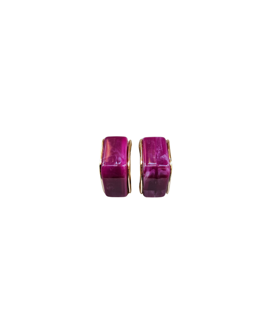 Angled Marble Resin Hoop Earrings